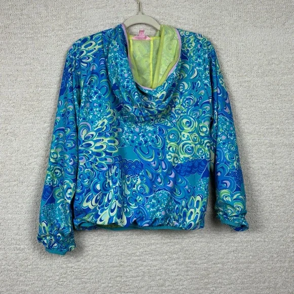 Lilly Pulitzer Jacket Womens M Blue Lagoon Lilly's Full Zip Weekender Hooded - Picture 10 of 14